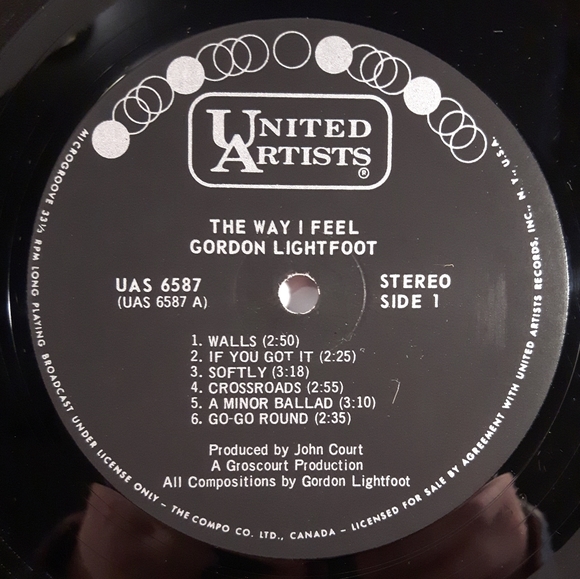 Gordon Lightfoot - The Way I Feel - Vinyl LP Record - Picture 3 of 4